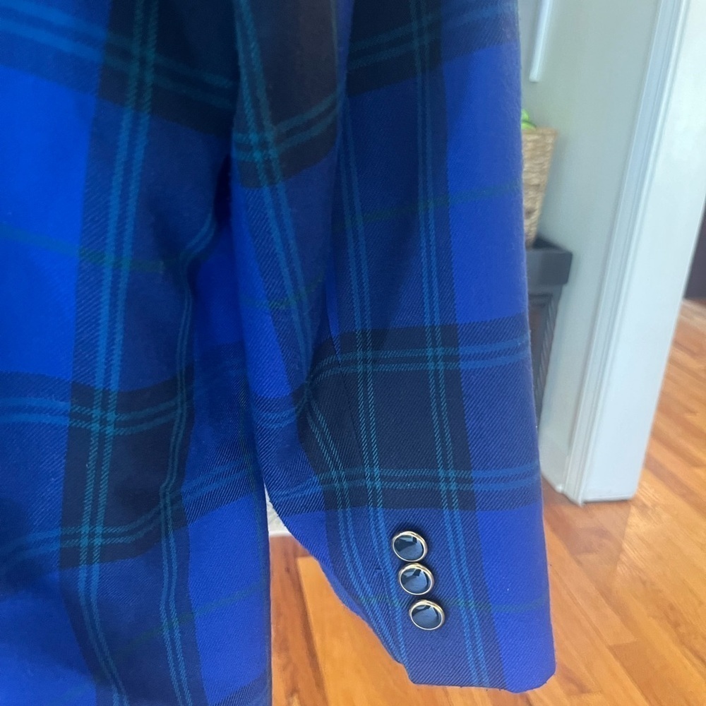 Vintage 80s 90s Worthington Blue and Green Plaid Tartan Oversized Size 14 - Picture 7 of 9